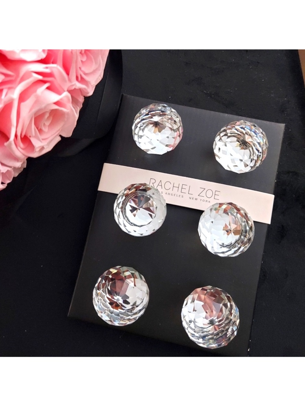 RACHEL ZOE Set of 6 Crystal Diamond Drawer Knobs